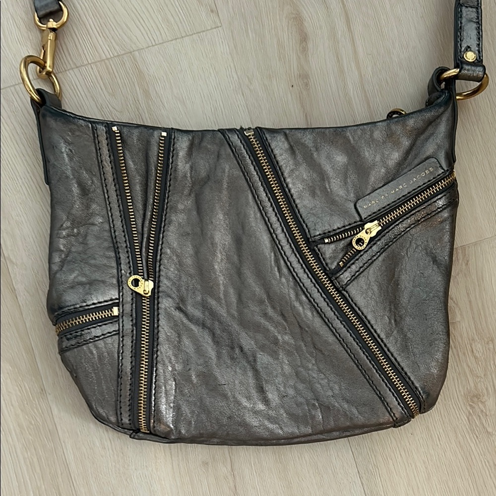 Metallic Gray Crossbody Bag